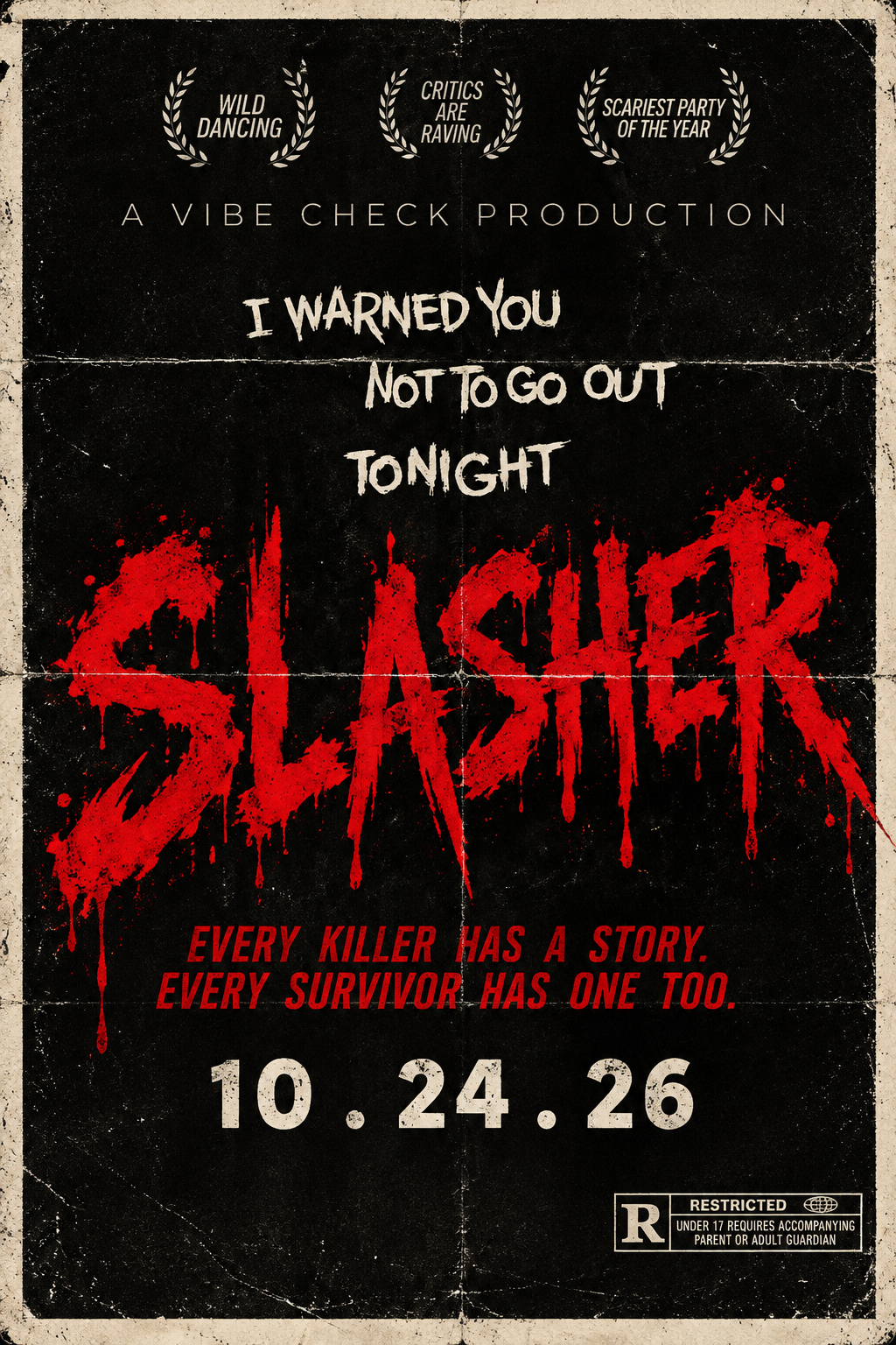 SLASHER: A Vibe Check Production — Saturday October 24, 2026, 6 PM to 2 AM, Villa Paradiso, 308 N Bishop Ave, Dallas TX